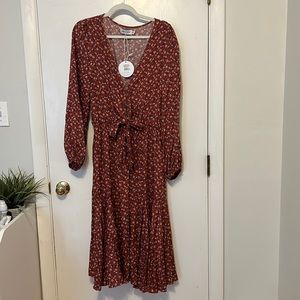 Petal & Pup Red Floral Midi Dress